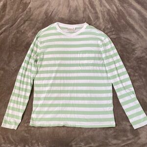 Richer Poorer M green/white stripe long sleeve t-shirt
